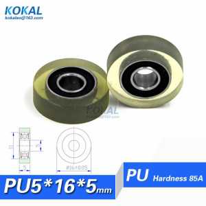 [PU0516-5]Free shipping 10PCS low noise TPU PU PVC RUBBER soft bearing roller for sorting manchine counter roller