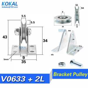[V0633+ZJ]10pcs 6*33*8mm with triangular bracket/L bracket, V-grooved wheel, N626 606 bearing wire rope pulley/crane/guide wheel
