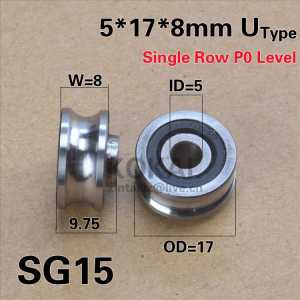 [SG15-S-P0] Free Shipping 10pcs Embroidery Machine track guide ball bearing roller 5mm*17mm*8mm*9.75mm SG15-2RS single bearing