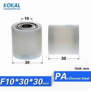[F1030-30]1pcs Assembly line machine double ball bearing coated with PA Nylon sliding door window roller flat type plastic 1030