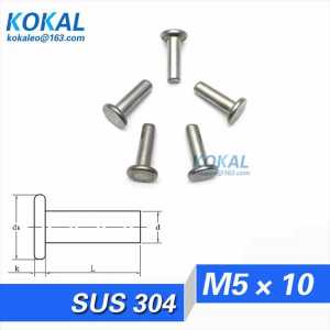[304-M5*10]100PCS Free Shipping 304 stainless steel M5 Series flush head SOLID rivets M5*10mm WITH 10MM LENGTH RIVETS