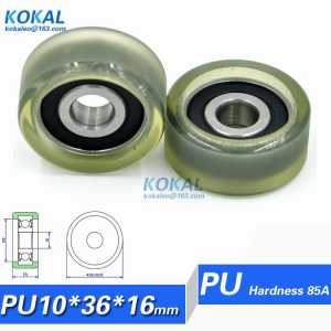 [PU1036-16] 1PCS low noise soft TPU 6200RS bearing roller wheel guide sliding door platen type PU rubber wheel pulley 10*36*16
