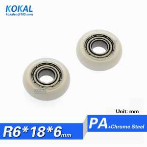 [R0618-6] 1PCS Bread Machine Display cabinet sliding PA Nylon ball bearing wheel round type 6X18X6mm pulley R0618-6 0618TT