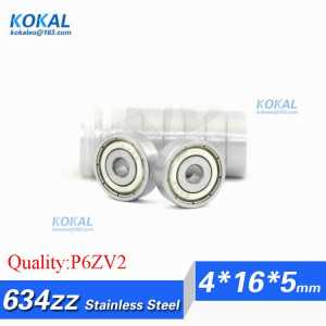 [S634ZZ-P6]Free Shipping 10pcs stainless steel 840034ZZ S634ZZ icebox guide track ball bearing 4*16*5mm
