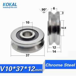 [V1037-12]1pcs 6000V V groove machine hardness fitting guide ball bearing nonstandard 6000zz chrome steel wheel 10X37X12mm V1037