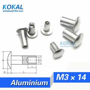 [AL-M3*14]100PCS Free Shipping M3 Series Aluminium flat round half hollow rivets M3*14mm Aluminium rivets