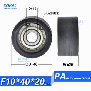 [F1040-20] 1PCS high loading 6200zz ball bearing coated with PA NYLON Fitness Equipment pulley inner diameter 10mm sliding wheel