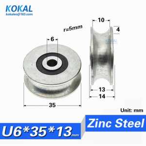 [U0635-13]10pcs/Lot V606ZZ 626VV 6x35x13mm U Groove Carbon Steel Deep Groove Ball Bearing Traces Walking Guide Rail Bearing 6X35