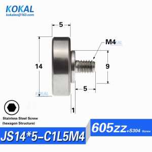 [JS14X5-C1L5M4]10PCS/lot 605zz 605 S605 ball bearing External thread NTBG series pulley with M4 Screw JS14X5C1L5M4 NTBG14-5mm