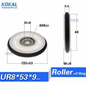 10pcs/lot Fitness Equipment machine fittings Buna-N rubber o ring u groove POM plastic white blackboard wheel pulley 8X53X9mm