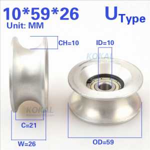 [U1059-26]Free Shipping 2pcs high loading aluminum AL injection mold machine bearing roller wheel 10*59*26mm 1059U  pulley