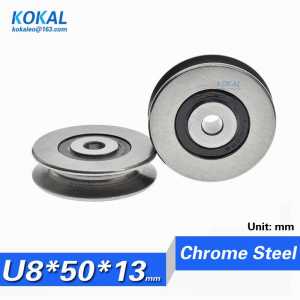 [U0850-13]1pcs Guide Roller Ball Bearings Embedded Chrome Steel U groove high loading wheel roller 8X50X13mm U608U bearing roll