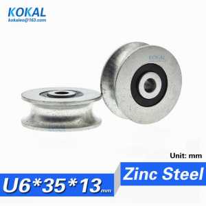 [U0635-13]1pcs U Groove Deep Groove Ball Bearing Carbon Steel Ball Pulley Bearing Hardware zinc plated bearing  6X35X13mm 0635UU