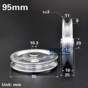 [Al-95] 95mm Universal Aluminum Lift Heavy Load Bearing Pulley Durable 3.75" 95mm Cable Gym Universal Fitness Equipment Roller