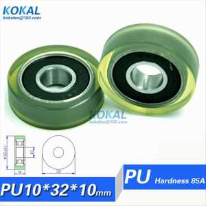 [PU1032-10] 1PCS rubbber TPU PU deep groove ball bearing roller wheels 10*32*10mm 1032T flat roller PU soft pulley wheel