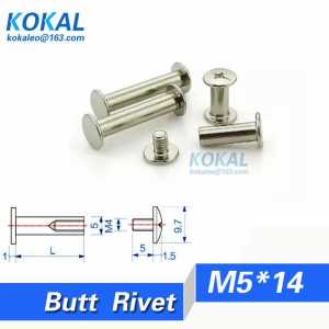 [DJ-M5*14]Free Shipping 20pcs 5*14 nickle sliver plated photo album binding blot screw butt joint rivets M5*14