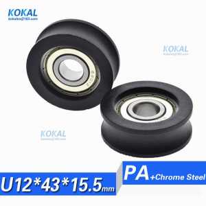 [U1243-155]1PCS elevator fitting balll bearing sliding door window low noise PA nylon wheel pulley inner diameter 12mm U/V Roll