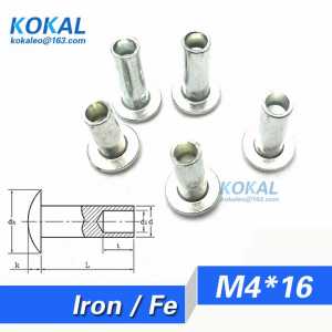 [YKFe-M4*16]100PCS all kinds all steel M4 Series OVAL head half hollow rivet M4*16mm DIY tubular rivet