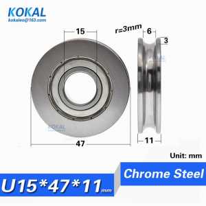 [U1547-11]10pcs/lot 1.85" 47mm U groove nonstandard 6202ZZ 6202UU 6202V ball bearing guide high loading wheel roller 15X47X11mm