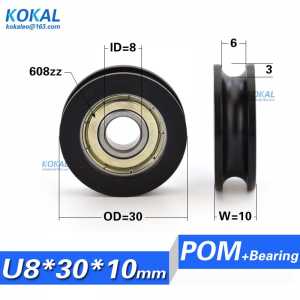 [U0830-10]High Loading U Type 608zz bearing U groove sliding door roller wheel 8Mm*30MM*10MM window door pulley