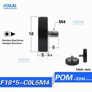 [LP18*5-C0.5L5M4]1pcs cash register minisize M4 Screw 604zz coated with PA POM black flat type drawer sliding bearing wheel